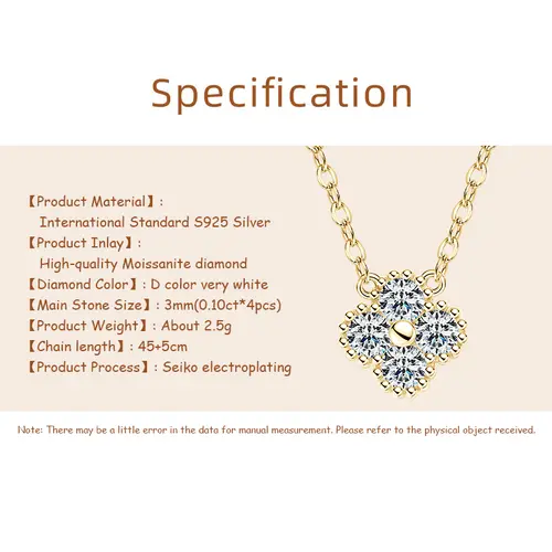 OXTAO Certified Moissanite Lucky Four-leaf Necklaces Earrings Bracelet for Women 100% S925 Silver Jewelry Accessory Sets - Image 16