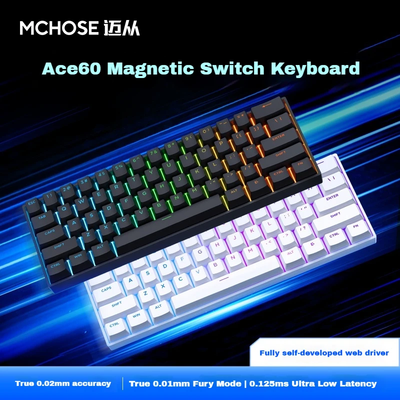 MCHOSE Ace60/Ace68 Pro Tastiera da gioco meccanica cablata-Layout compatto ultra preciso RGB Type-C cablato
