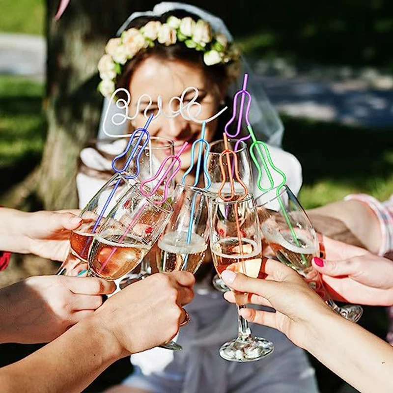 5Pcs Wedding Party Straw Single Party Hen Night Team Bride Straw Party Decoration Supplies