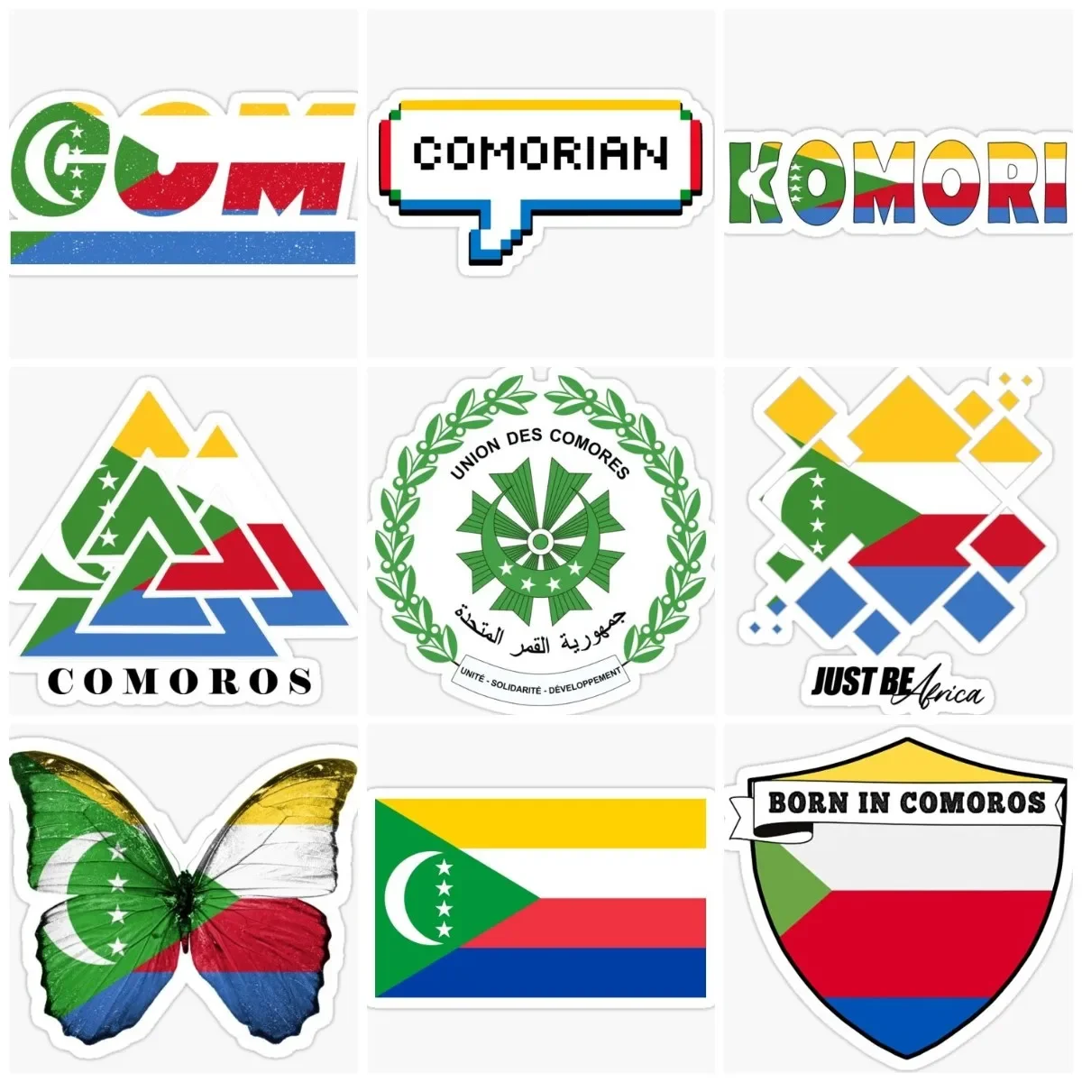 

Comoros COM Flag Creative Sticker Motorcycle Laptop Window Bumper Car Truck Bicycle Wall Van Glass Helmet Racing Off-road Decal