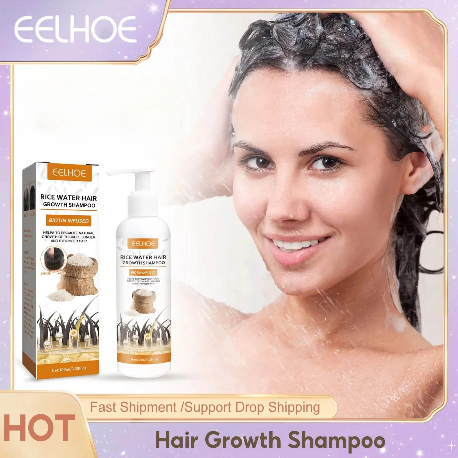 

Hair Growth Promoter Prevent Hair Loss Moisturizing Nourishing Strengthening Root Shampoo Rice Water Smoothing Hair Care Product