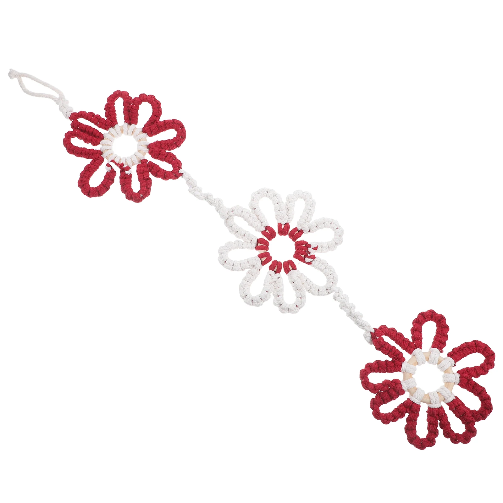 

Hand Woven Tapestry Boho Tassels Wall Hanging Fabric Garland Circular Bedroom Home Decoration Red