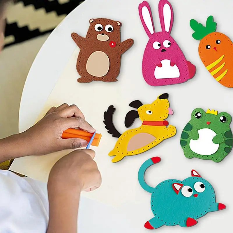 Kid Sewing Craft Kit 6 Easy DIY Projects Of Stuffed Animal Dolls Beginner Kids Arts & Crafts Felt Activities Beginner Art &