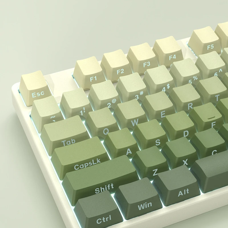 PBT keycap mechanical keyboard cap matcha gradient light transmission heat sublimation personality 87 side engraving