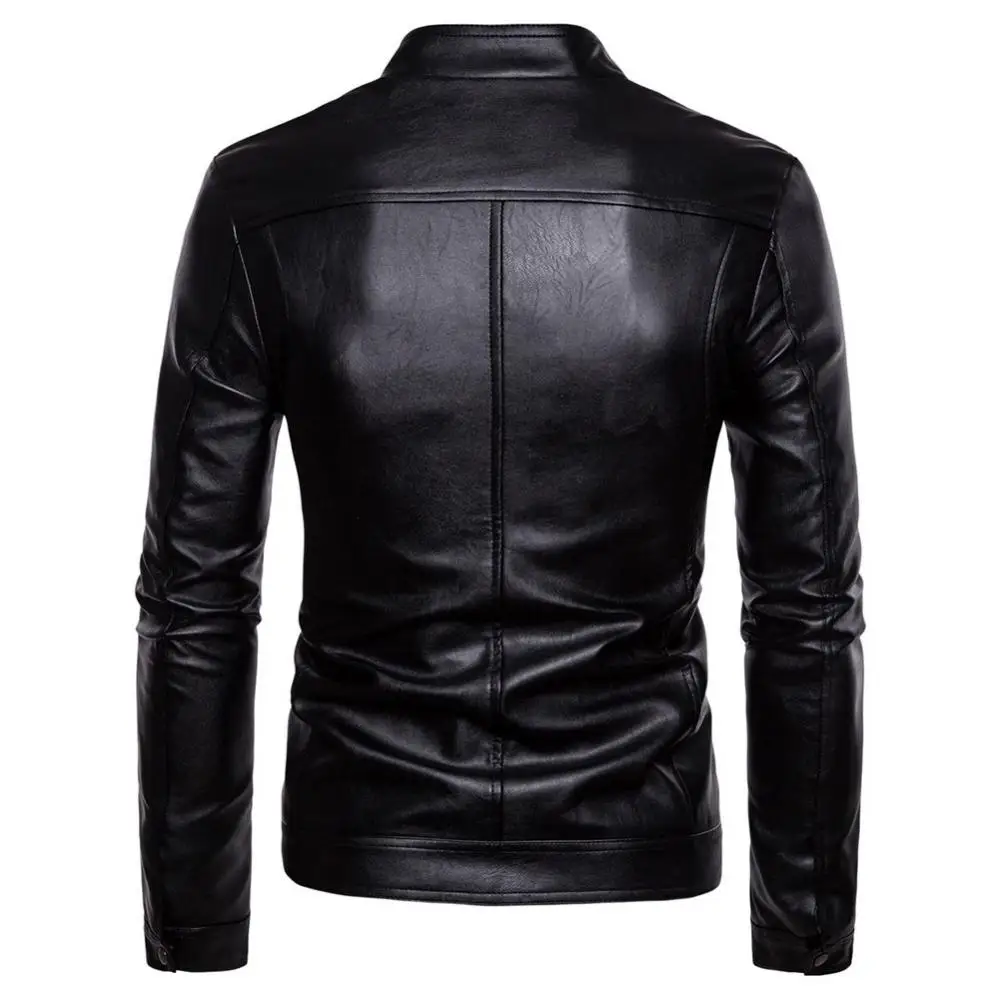 Windproof Solid Color Jacket Winter Jacket Men\'s Slim Fashion Motorcycle Winter Jackets chaqueta hombre Black Leather kurtka sko