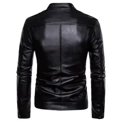 Windproof Solid Color Jacket Winter Jacket Men's Slim Fashion Motorcycle Winter Jackets chaqueta hombre Black Leather kurtka sko