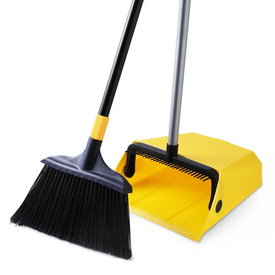 

Commercial Broom and Dustpan Set with Comb Commercial Outdoor Indoor for Courtyard Garage Lobby Mall Market Floor Home Kitchen R