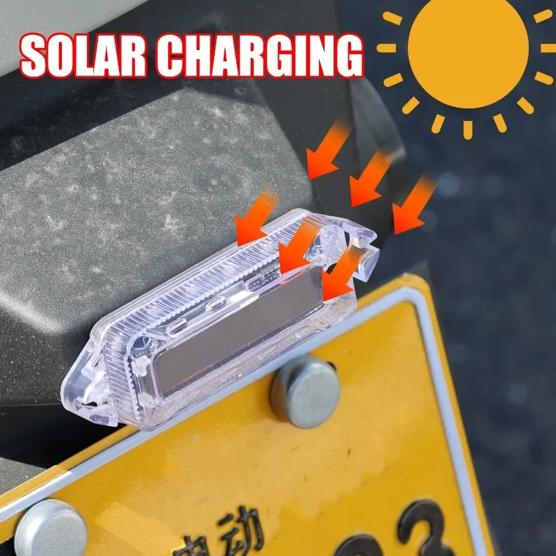 Motorcycle Night Indicators Anti-collision Signal Lamp Solar Power LED Safety Warning Strobe Light Car Bumper Tail Decorative