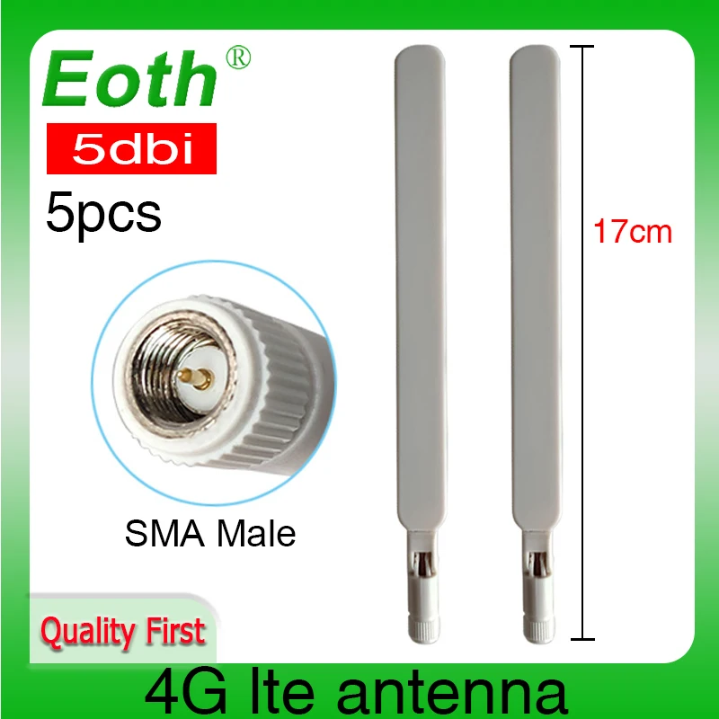 

Eoth 5 шт. 4G lte антенна 5dbi SMA штекерный разъем 698 ~ 960 МГц/1710 ~ 2690 МГц маршрутизатор GSM внешний повторитель беспроводной модем antene