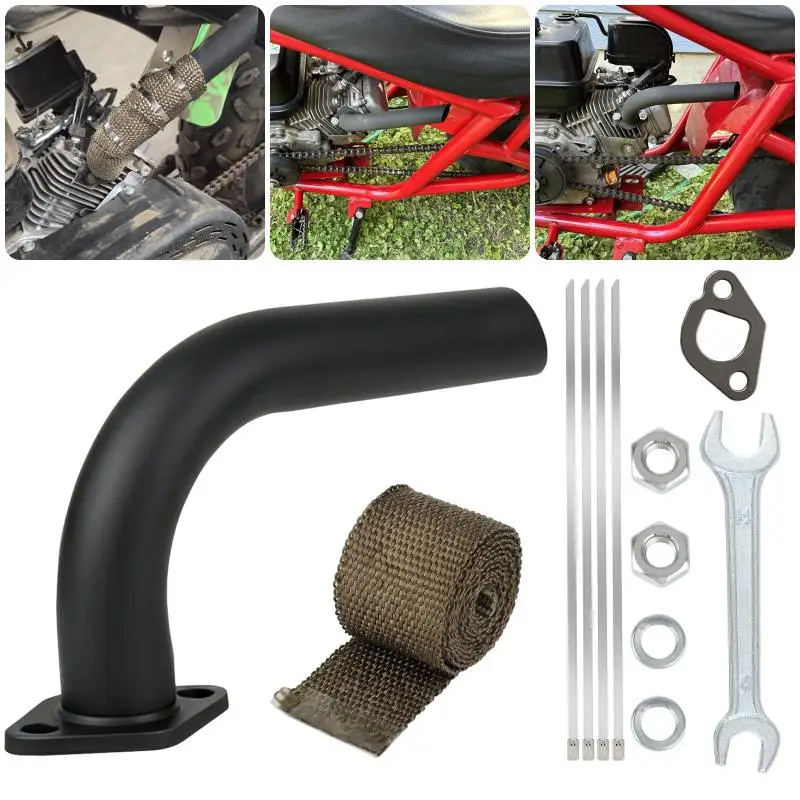 Solid Construction Exhaust Pipe Header Kit for 196 212 224cc GX160 GX200 Go Kart Mini Bike Enthusiasts