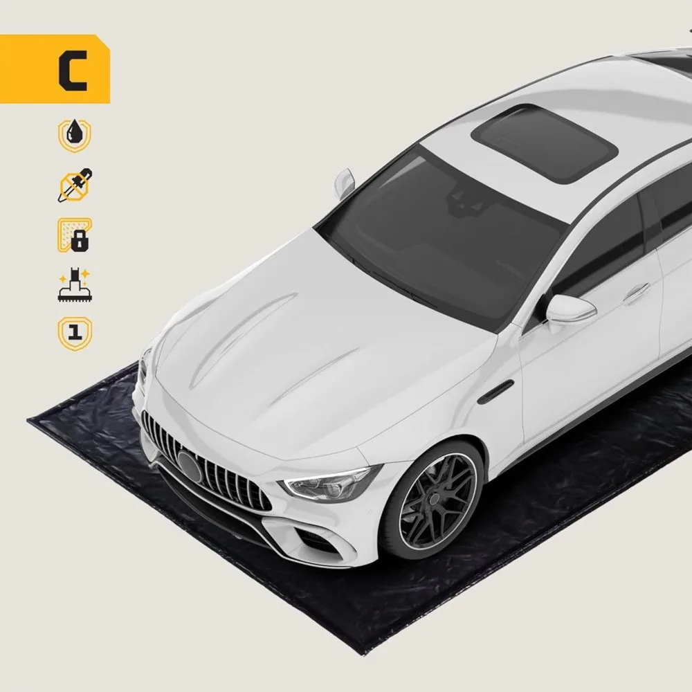 Компактный автомобильный сверхмощный напольный коврик для гаража, 7 футов 9 x 16 дюймов, большой размер для защиты автомобиля