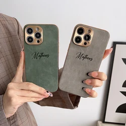 Personalized Customized Name DIY Case For iPhone 16 15 14 13 12 Pro Max Luxury Designer Leather Lambskin Shockproof Cover 11 Pro
