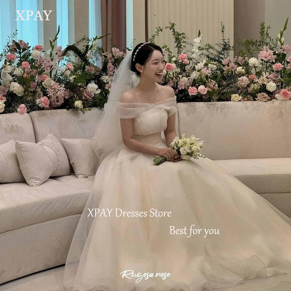 

XPAY Off the Shoulder Elegant Wedding Dresses A-line Silky Organza Bridal Gown Elegant Korea Photo Shoot Dresses Custom Made