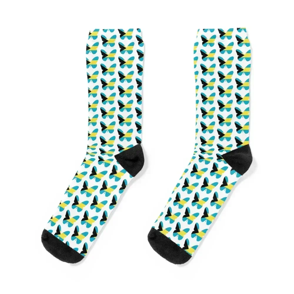 

Bahamian Butterfly Socks new year colored hockey Socks For Man Women's