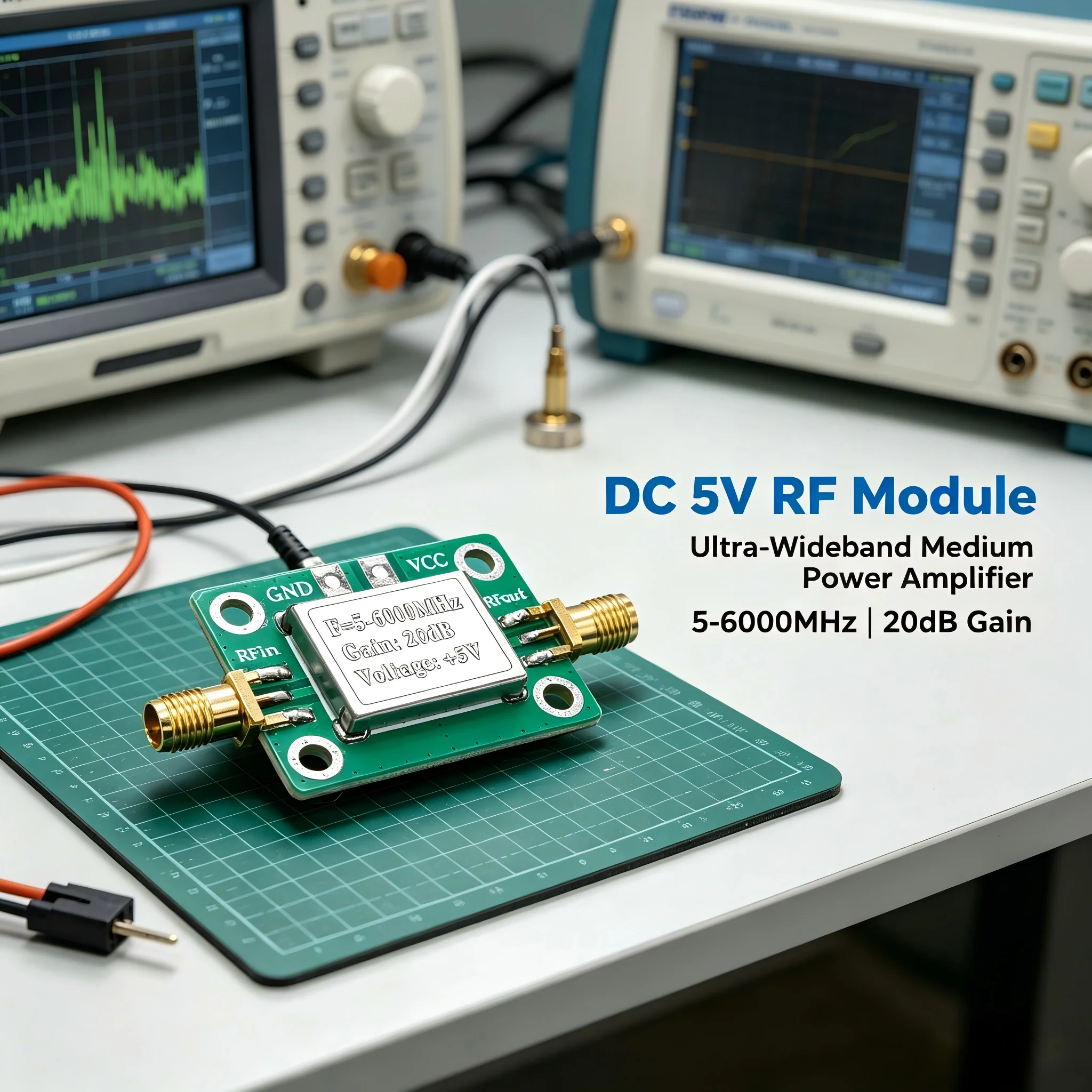 DC 5V RF Module 5-6000MHz LNA Low Noise Signal Amplifier High Gain 20dB Ultra-Wideband Medium Power Amplifier with Shielded Case