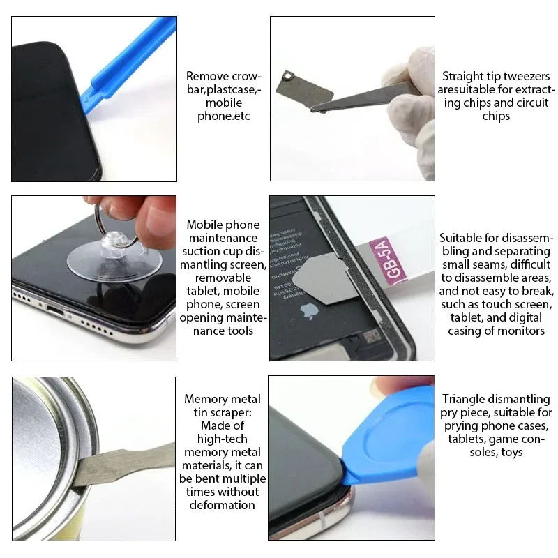 Kit de reparación de teléfono móvil 22 en 1 con destornilladores para iPhone Samsung, herramientas de desmontaje multifunción 4