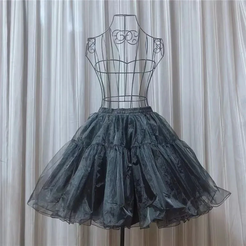 5 Lagen Wit Zwart Petticoat Pluizige Lolita Rok Ondersteuning Zonder Been Zacht Garen Luifel Jurk Accessoire Meisje 35Cm/40Cm/48Cm