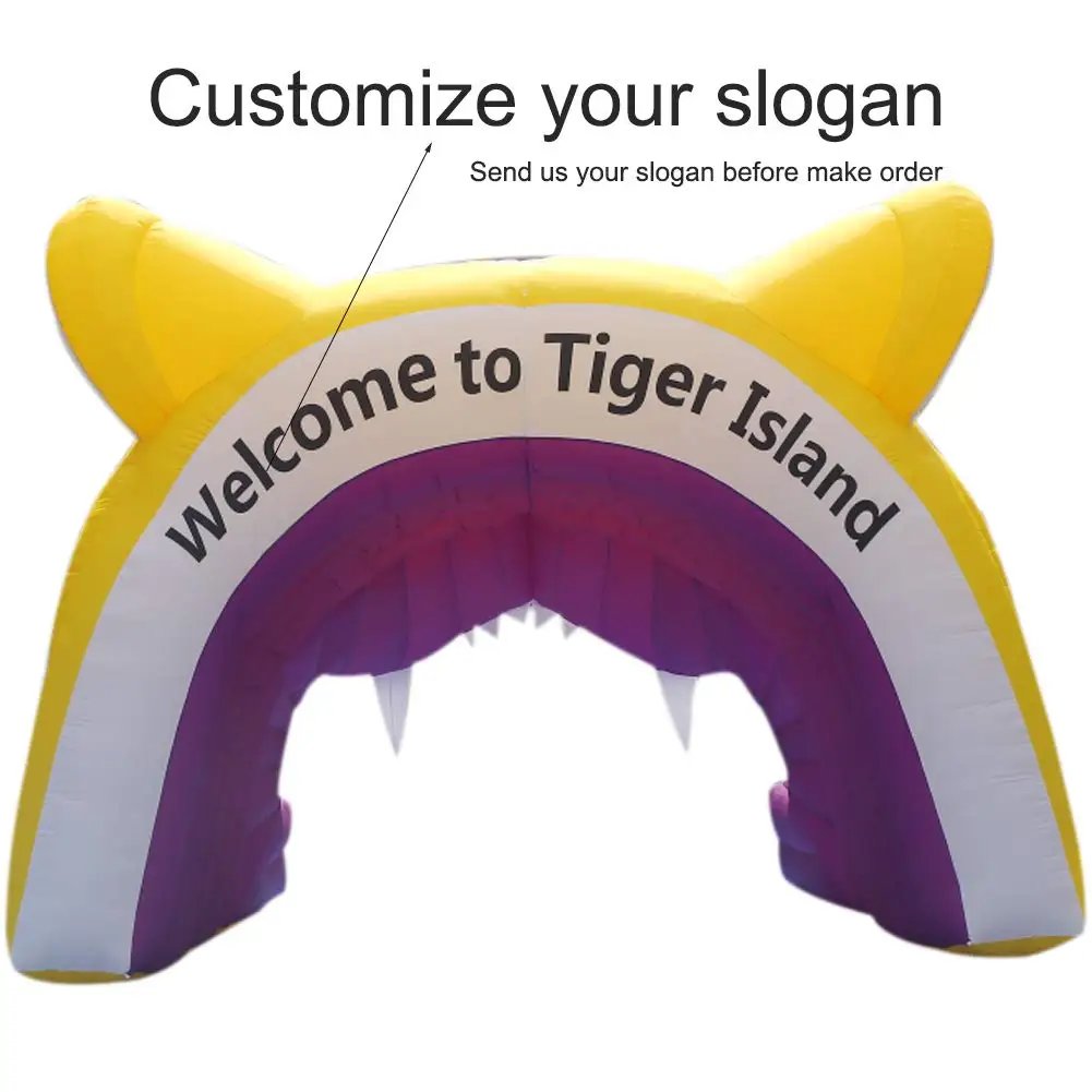 5m Large Inflatable Tiger Tunnel Sport Football Tunnel Entrance With Air Blower For Event Advertising Exhibition Show