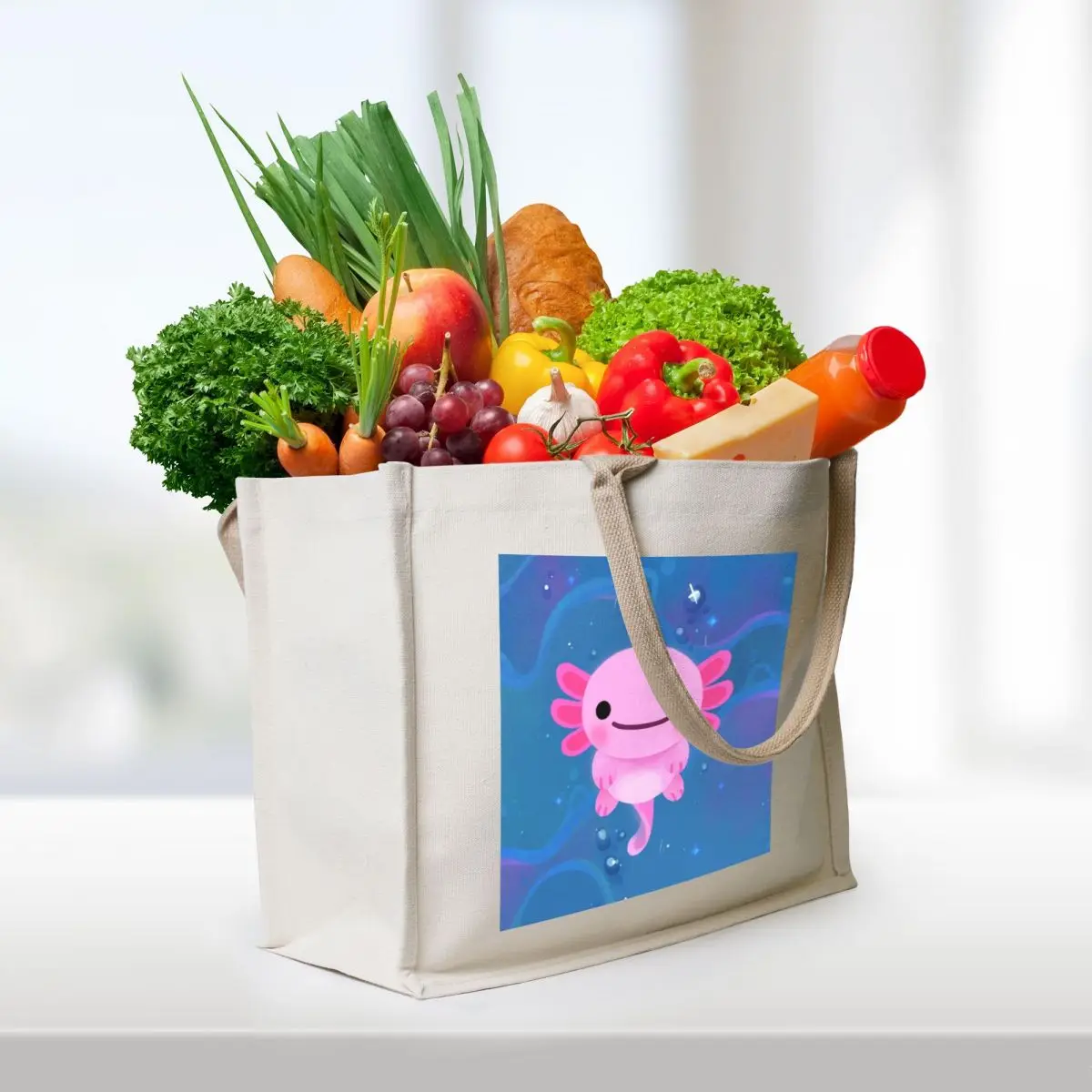 Lucy Axolotl Tote Bag Canvas tote bag custom reusable grocery bags Gift bag