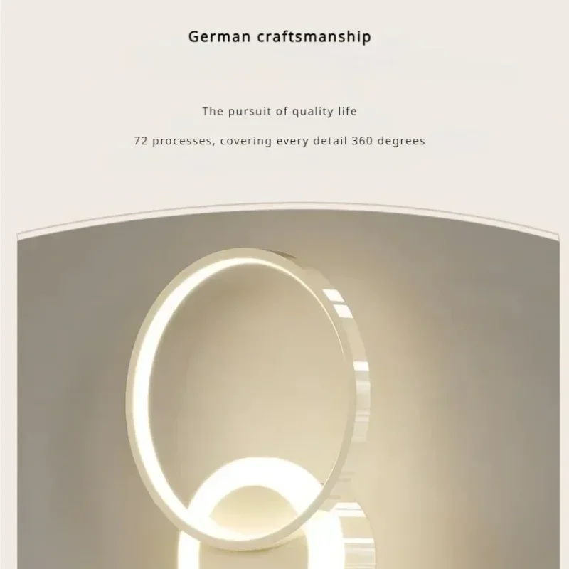 

Cream Style Nordic Home Decor New Modern Minimalist Bedside Lamp Bedroom Background Wall Adjustable Circular Line Pendant Lights