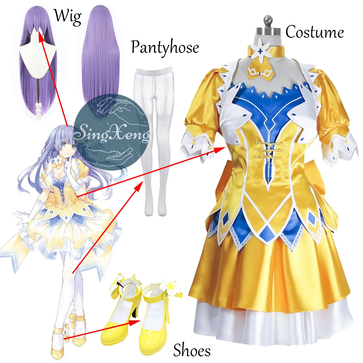 SingXeng Anime Date A Live Izayoi Cosplay Costume Women Girl Lolita Dress Uniform Customize Halloween Christmas Suit