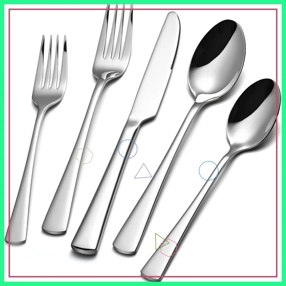 

40-Piece Forged 18/10 Stainless Steel Silverware Set for 8, Mirror Finish Cutlery Dishwasher Safe for Home, Restaurant, Wedding
