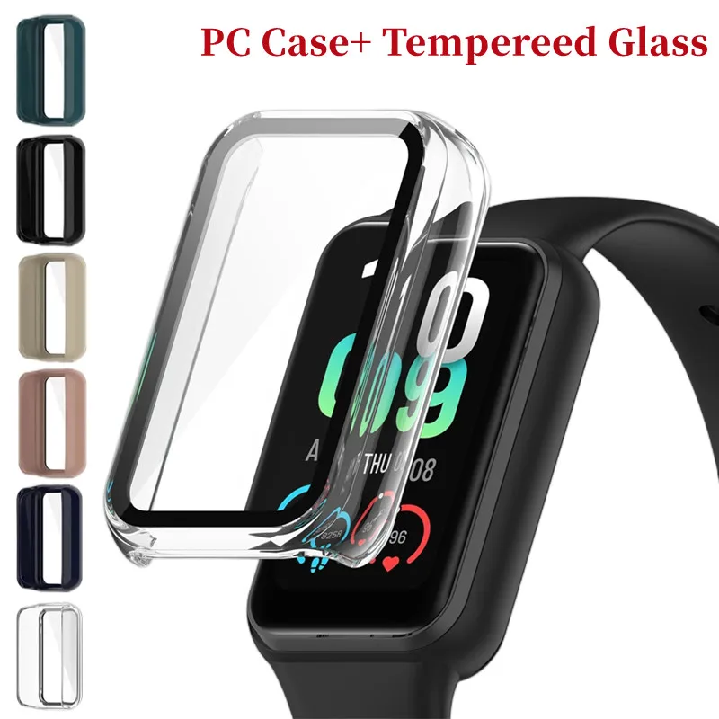 PC Case Glass for Huami Amazfit band 7 band7 Smart Band Screen Protector Full Cover Protective Shell Tempered Film Hard Edge