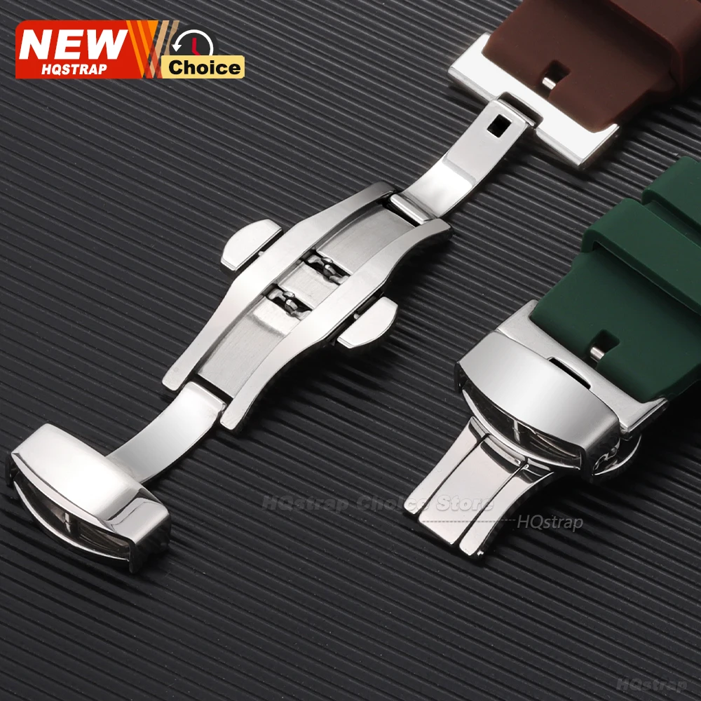 Butterfly Clasp Rubber Strap18mm 19mm 21mm 23mm 24mm 20mm 22mm Watrproof Silicone Band Universal Replacement Strap Quick Release