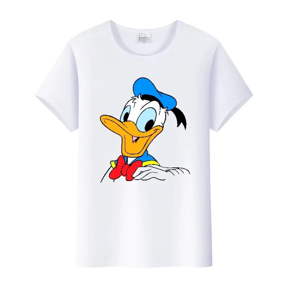 Disney Family Outfits Donald Duck T-shirt Women's Kawaii Cartoon Girls Boys Blouses Mickey Mouse Street Men Tops Tees Plus-size