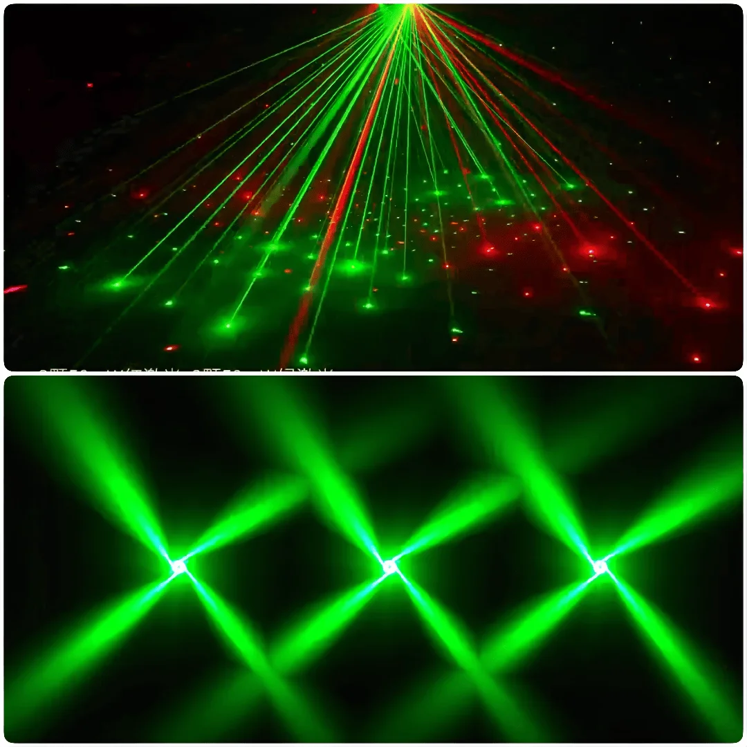 100W Strobing Laser Moving Head Light DMX512 RGB LED Multifunction Four Arm Rotary Stage Lighting for DJ Bar Party Disco