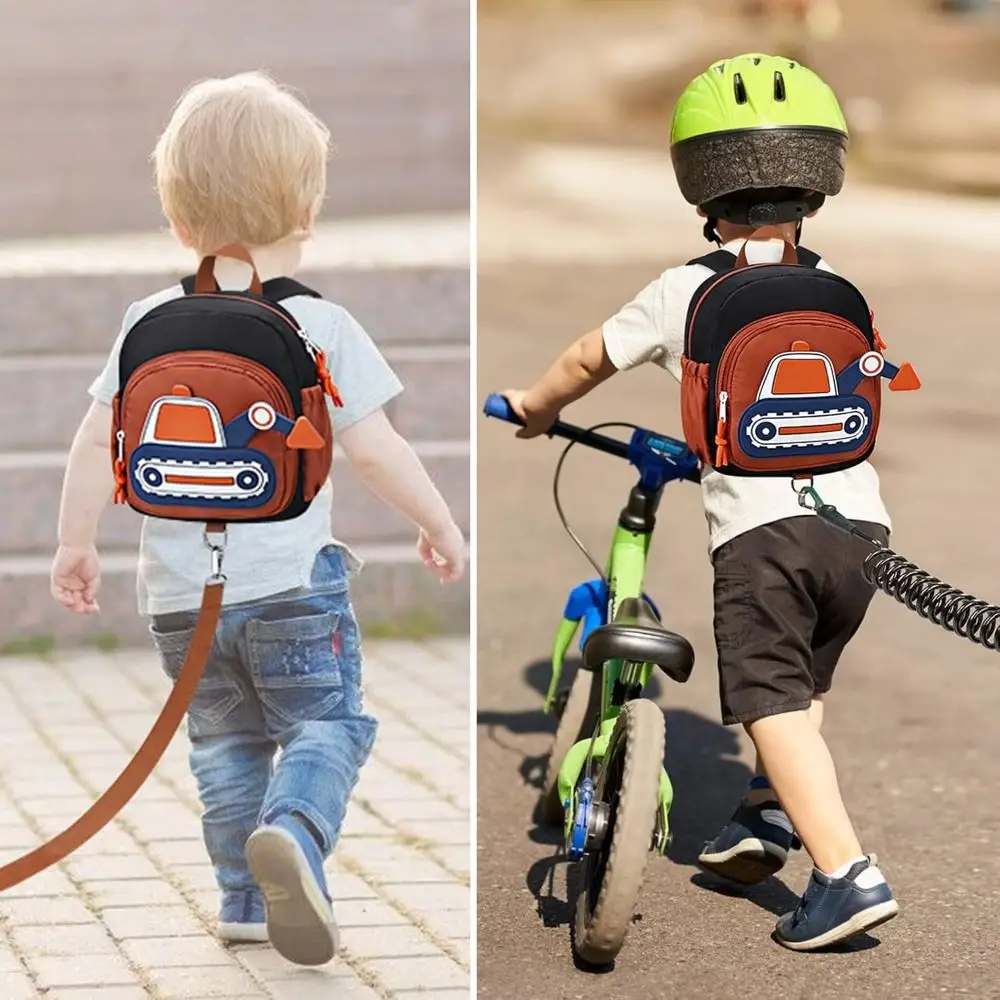 New Harness Toddler Leash Backpack Anti Lost Wrist Link Excavator Design School Bags Mini Back Pack