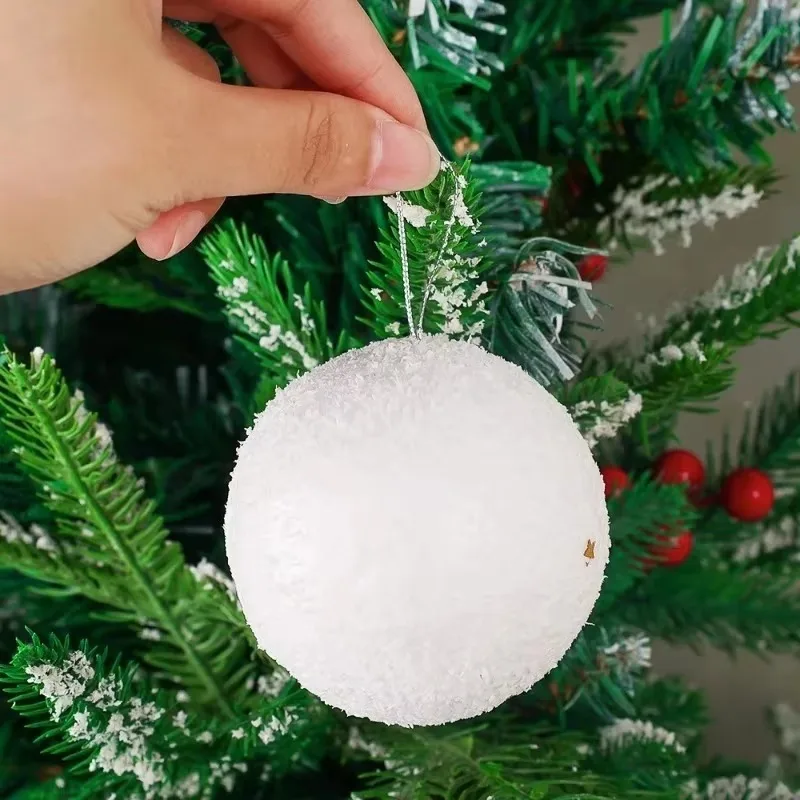 6/36PCS White Christmas Ball Round Foam Snow Balls Xmas Tree Hanging Ornaments Home Wedding Party Festival Decoration Supplies