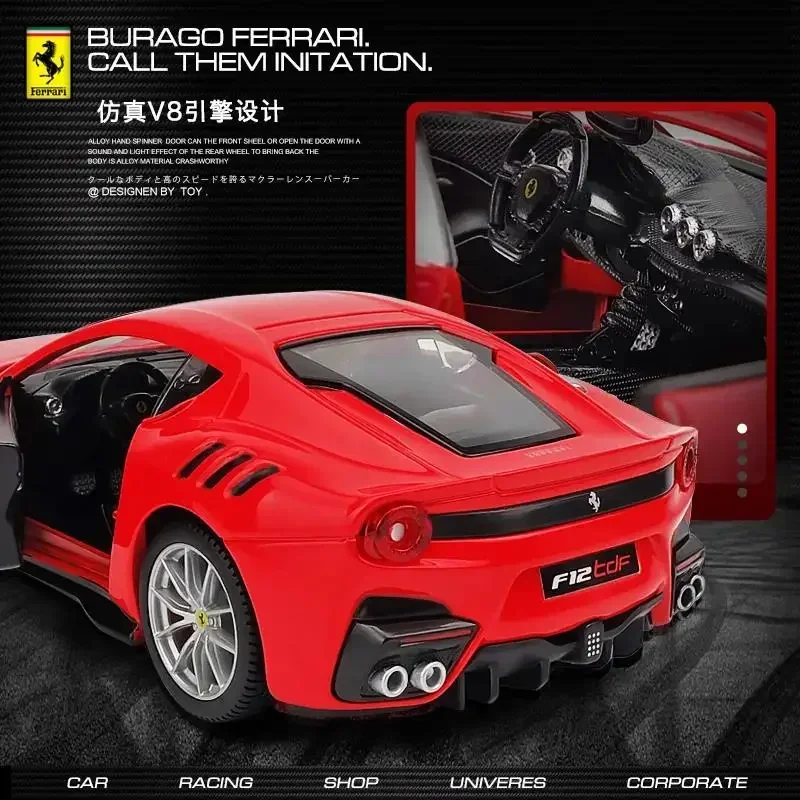 Bburago 1:24 Ferraris F12 TDF Alloy Racing Car Model High Simulation Diecast Metal Toy Sports Car Model Collection Gift B463