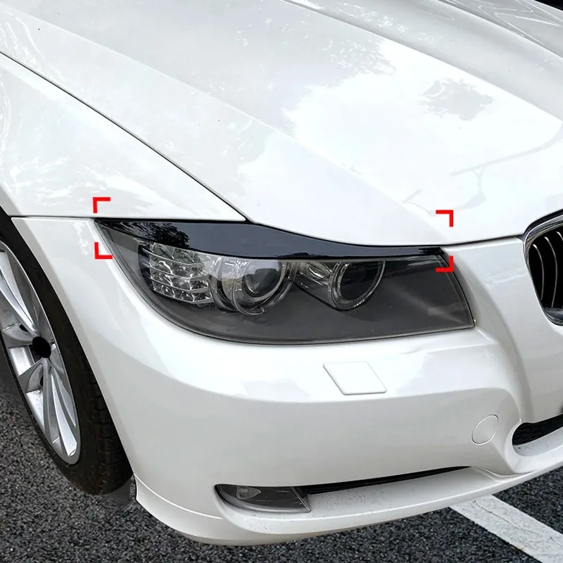 Front Headlight Cover Garnish Strip Eyebrow Cover Trim Sticker For BMW 3-Series E90 E91 320I 330I 2005-2012 Glossy Black