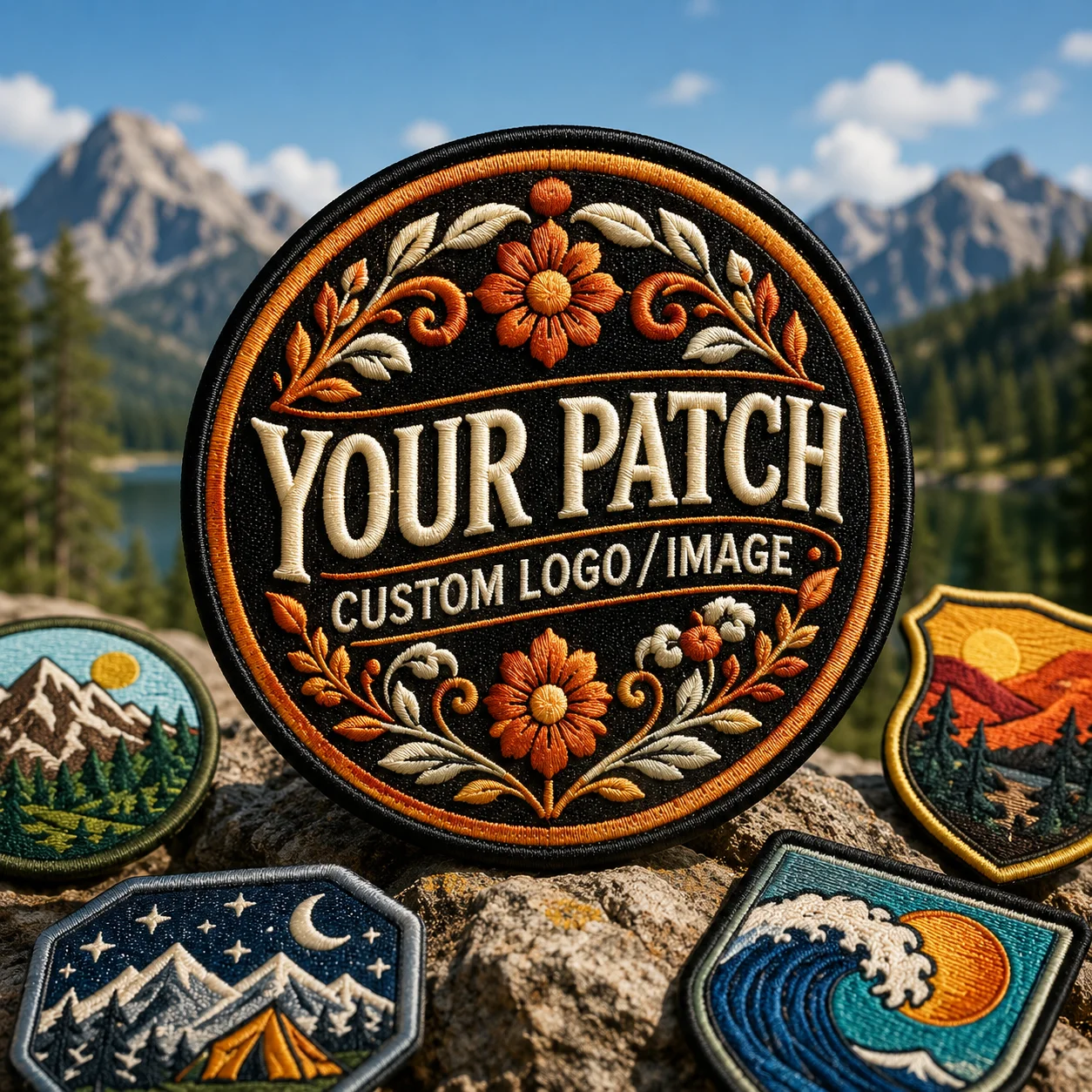 Custom Outdoor Embroidery Patches Personalized Logo Image Badge Iron On Sew On Hook and Loop for Backpacks Jackets Camping Gear
