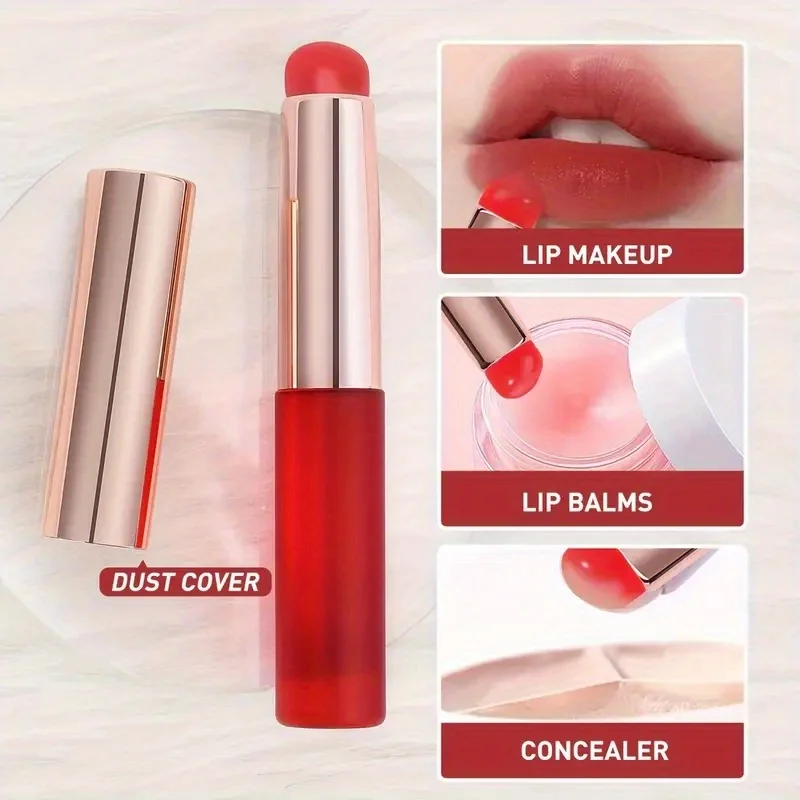 1pc ポータブルシリコンリップブラシ、柔軟で柔らかい、すべての口紅タイプに適し、多目的美容ブラシセット。