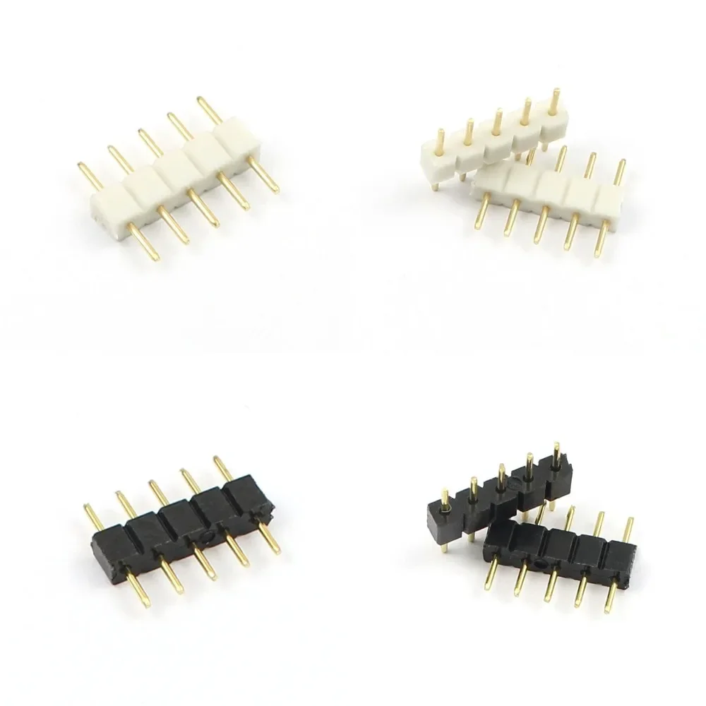 50pcs 2.54mm Pitch 5 Pin 5P Round Hole Male Female Header Connector Straight Single Row For RGB LED Tape Strip