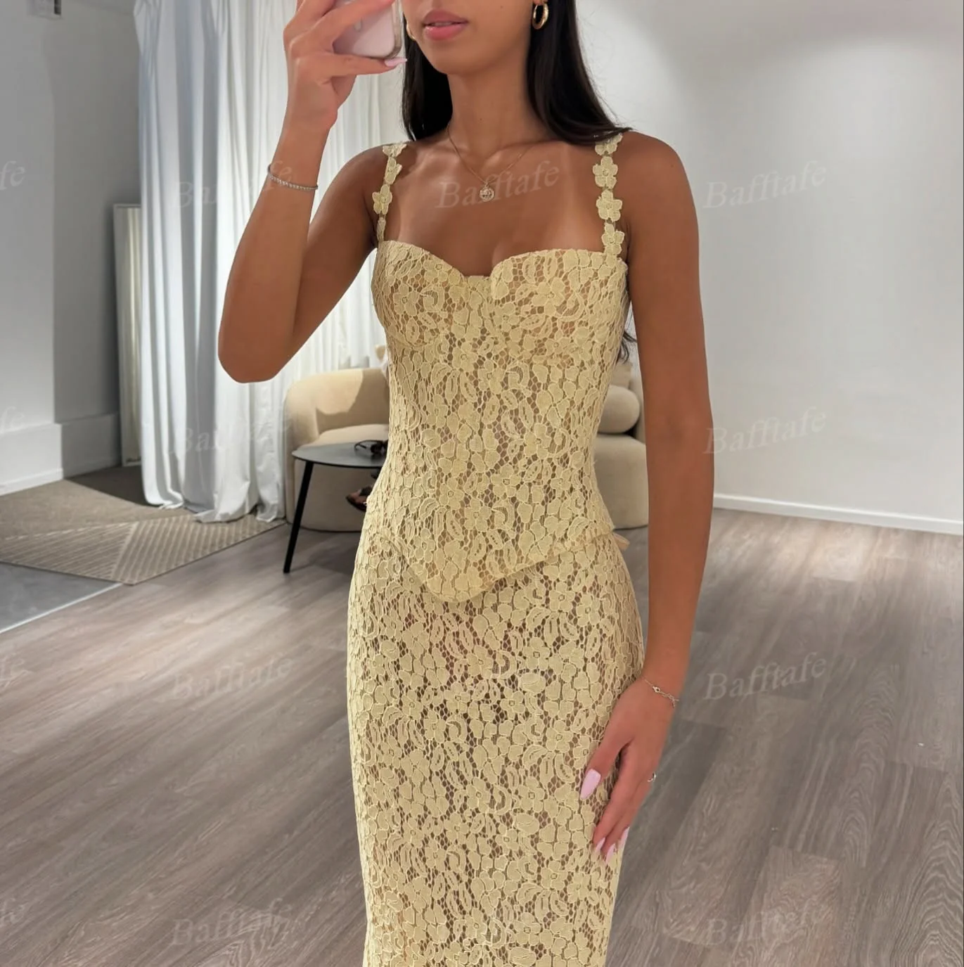 Bafftafe personalizado renda completa sereia vestidos de baile 2 peças alças longo formal festa vestidos de noite vestido de casamento da noiva 2026