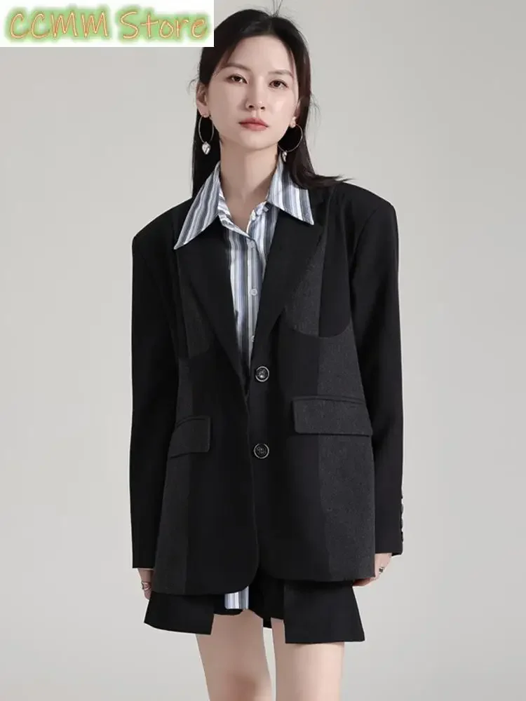 Damska marynarka w kolorze khaki, duży rozmiar, nowa, z klapami, długim rękawem, luźna kurtka Fashion Tide, wiosna, jesień