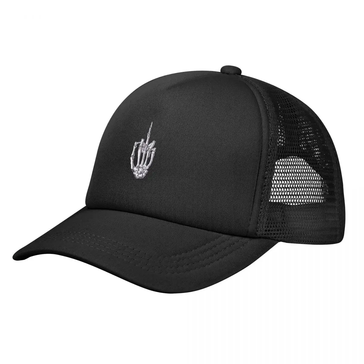 Skeletal Middle Finger Racerback Baseball Caps Unisex Snapback Hat Breathable Mesh Sun Gorras Bone