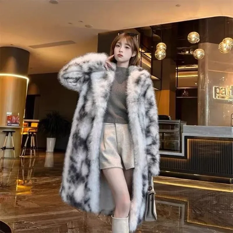 Nova moda jovem imitação de pele de raposa jaqueta solta ambientalmente amigável cabelo engrossado temperamento casacos de deslocamento inverno