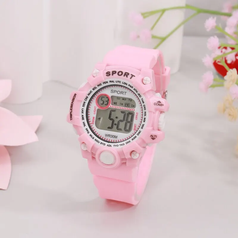 Girls Kids Children Student Pink Women Lady Clock Calendar Silica Gel Cartoon Pig Bracelet Quartz Wrist Watch