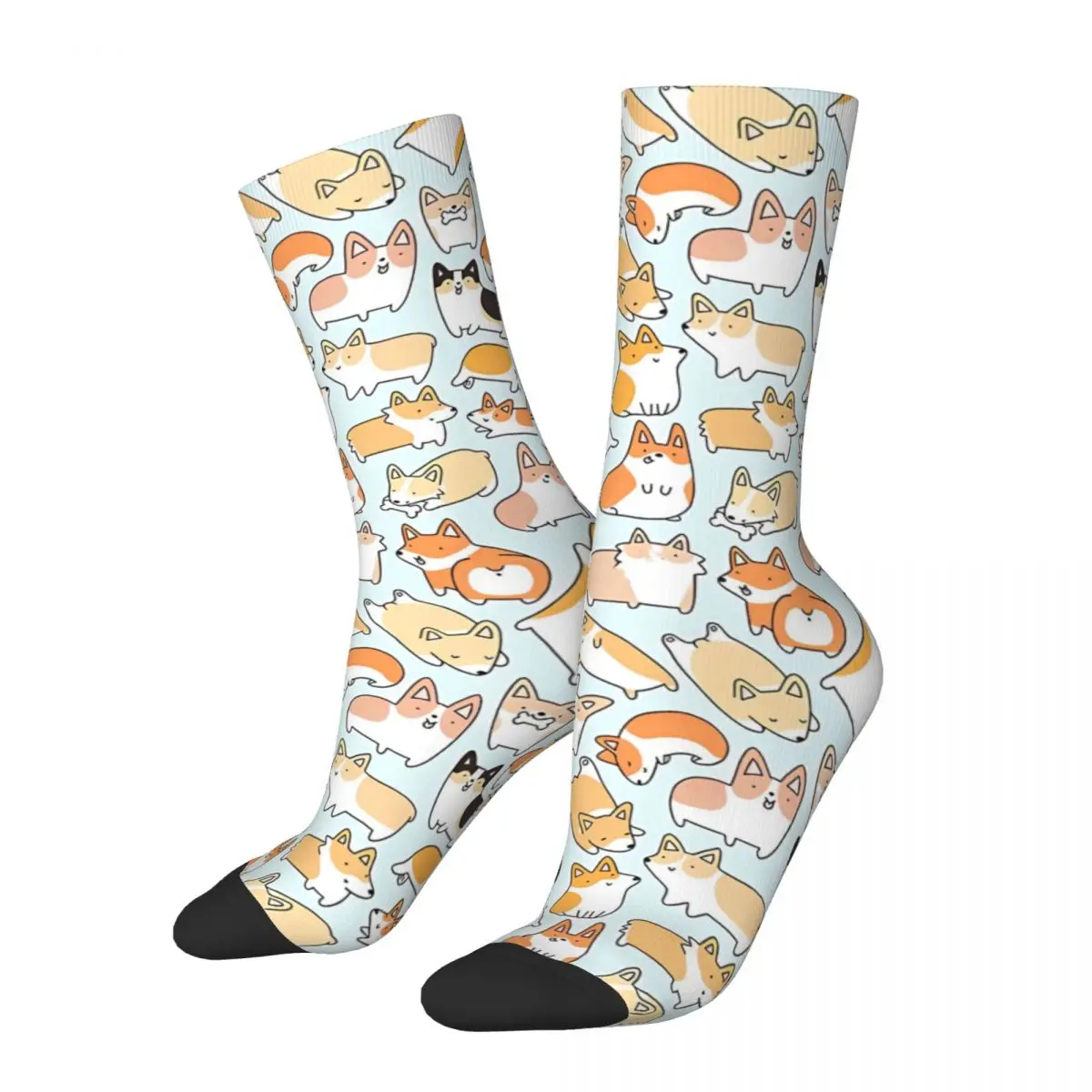 Funny Crazy Sock for Men Corgilicious Hip Hop Vintage Corgi Dog Animal Happy Quality Pattern Printed Boys Crew Sock Novelty Gift