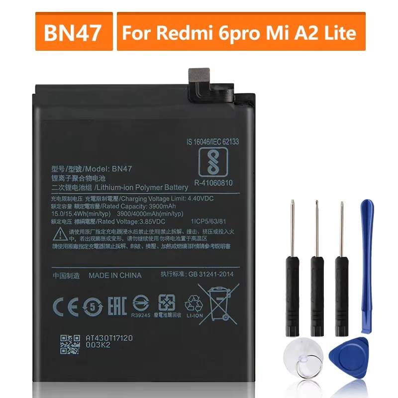 2024 Production Replacement Battery For Xiaomi Redmi 6pro Mi A2 Lite Hongmi 6 Pro Redrice 6pro BN47 Rechargeable Phone Battery