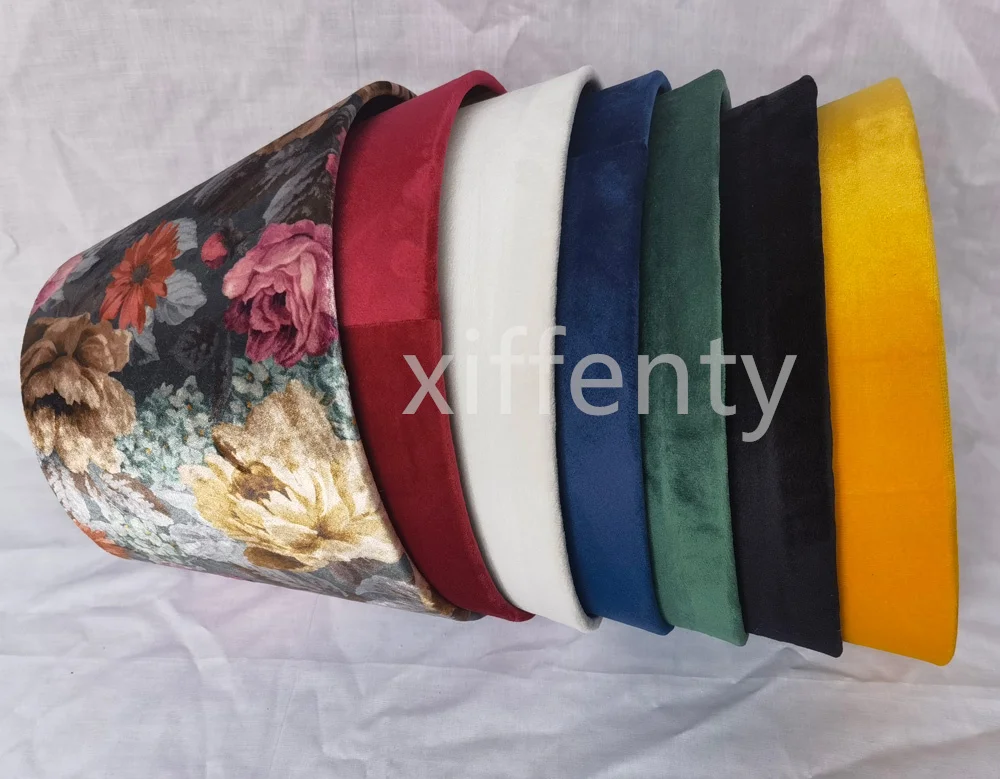 European Pop Velvet Cloth Gold Lined Cloth Lampshade Table Lamp Shade E27E14 Lamp Cap Port