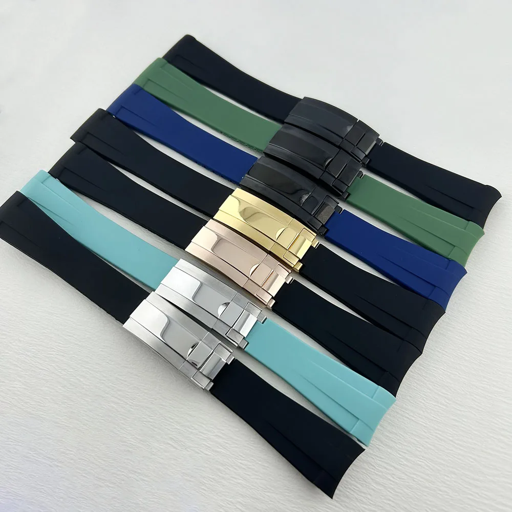 

20mm rubber strap with black curved end waterproof silicone watch strap bracelet suitable for N H 3 5 case
