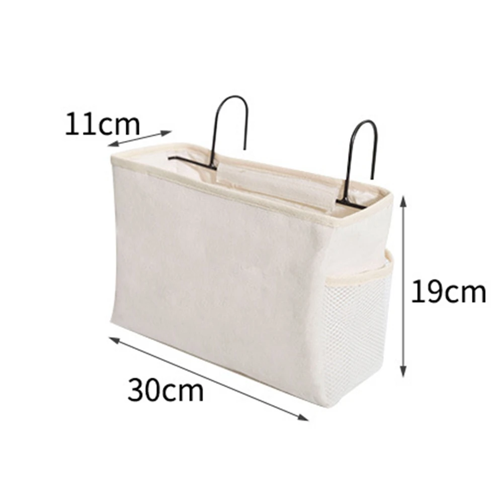 

Canvas Storage Hanging Bag Bedside Organizer Large Capacity Phone Earphones Snacks Books Water Bottle Dorm Home Car