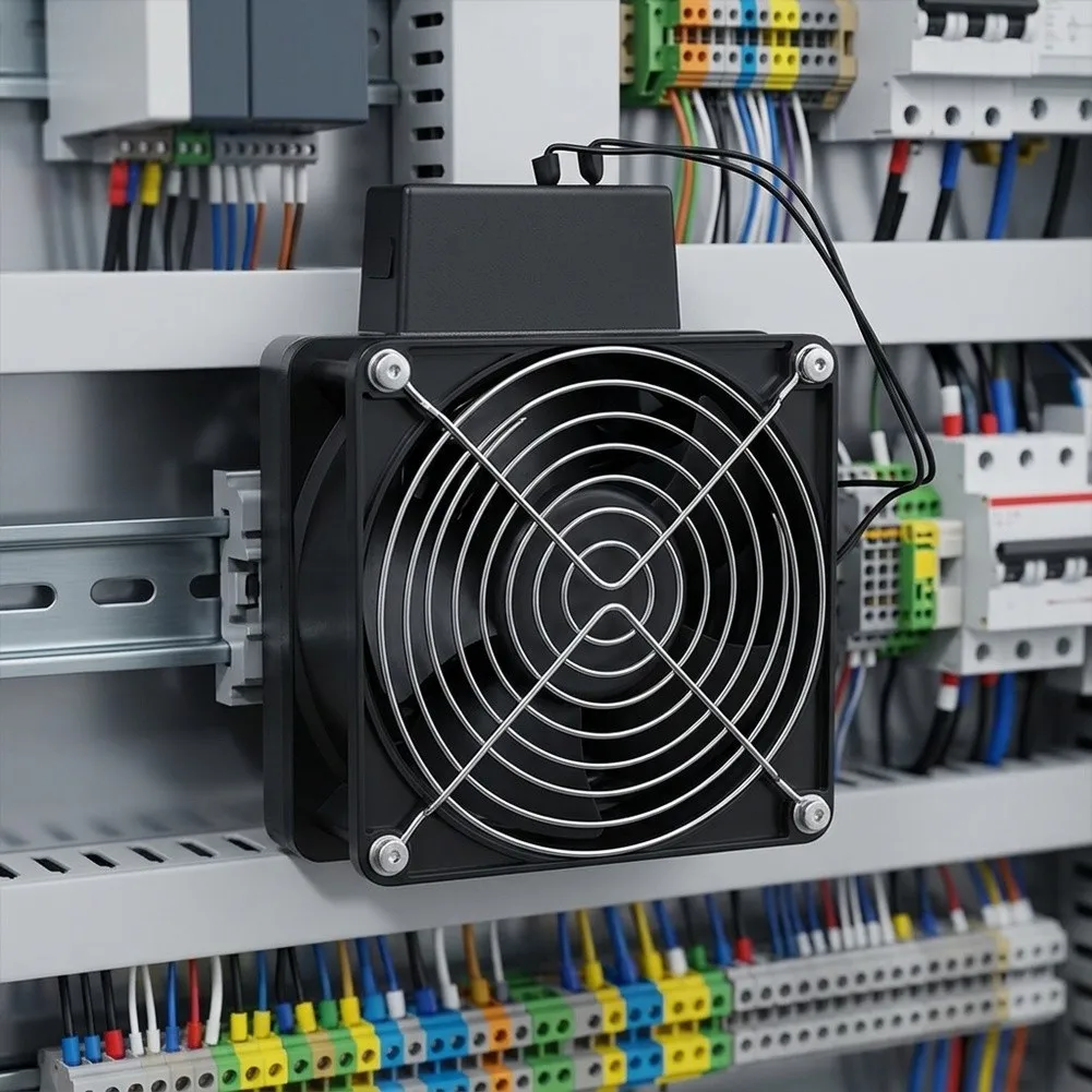 HVL031 Heater Fan Combination for Cabinet Heating Featuring Temperature Stability Quiet Operation and IP20 Protection