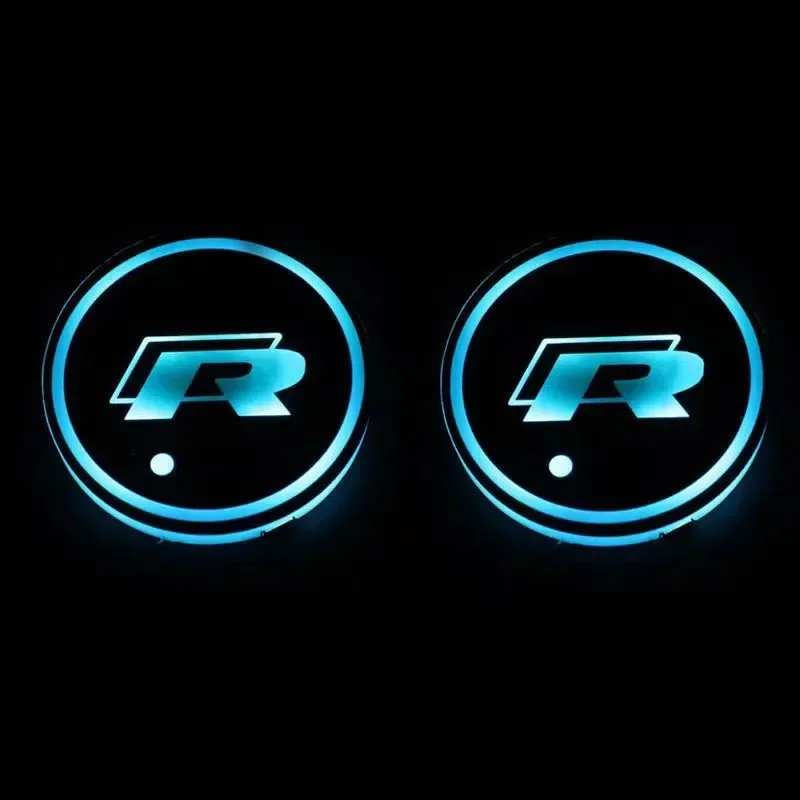 New 7 Color LED Car Cup Holder Light Luminous Coaster Water Cup Pad For VW Volkswagen Polo Jetta Golf Beetle CC GTI golf Sticker - view 6