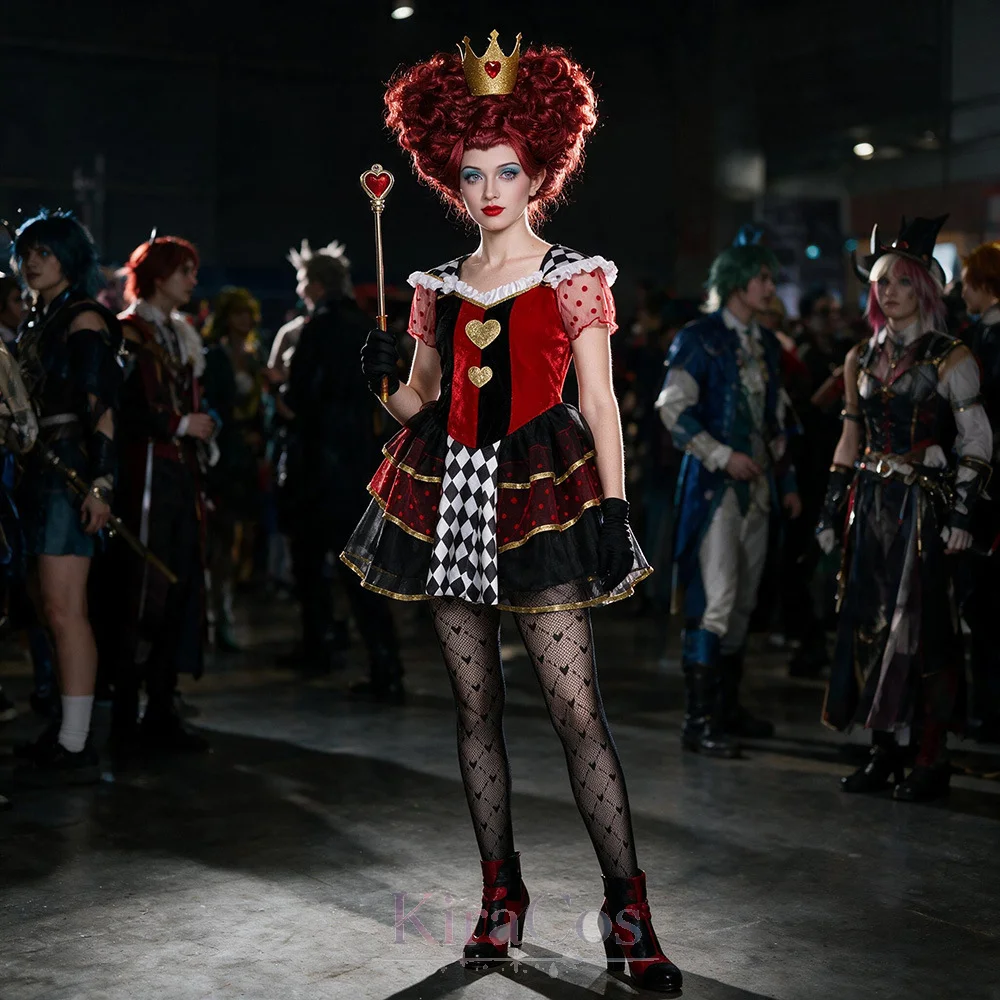 poker-queen-cosplay-halloween-queen-costume-dress-outfit-princess-hearts-queen-stage-performance-dress-up-fancy-short-dress